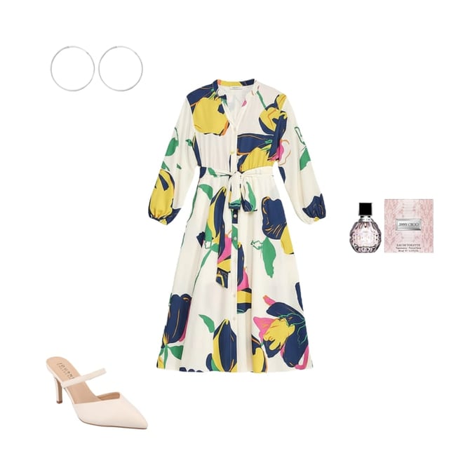 Premier Amour Womens Midi V Neck Long Sleeve Puffed Floral Fit + Flare Dress,  Color: Cream Royal Yellow - JCPenney