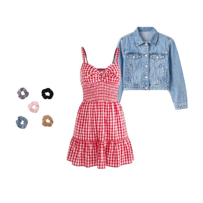 Gingham Hearts V-Neck Fit & Flare Mini Dress