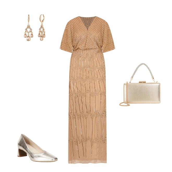 adrianna papell women's sleeveless v neck blouson beaded cocktail dress Rent Nobody's Child Cream Puff Sleeve Zora Midaxi Dress main image 1