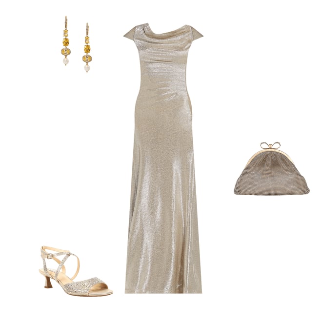 gold wedding dresses online Shona Joy La Lune One Shoulder Cowl Back Maxi Dress in Tan main image 1