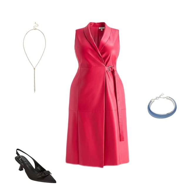 Ashley Graham Faux Leather Wrap Dress, Color: Vibrant Crimson - JCPenney