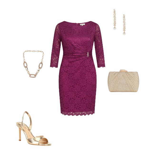 Jessica Howard Petite Size Lace Boat Neck 3/4 Sleeve Side Ruched  Embellishment Sheath Dress | Dillard's