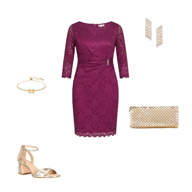 Jessica Howard Petite Size Lace Boat Neck 3/4 Sleeve Side Ruched  Embellishment Sheath Dress | Dillard's