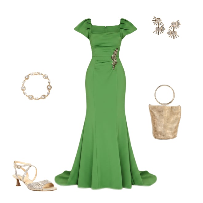 JS Collections Short Puff Sleeve Scuba Sheath Gown | Dillard's