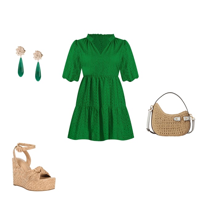 kelly green dress accessories Kelly Green Dress with Baroque Applique – Maui Treasures Boutique main image 1