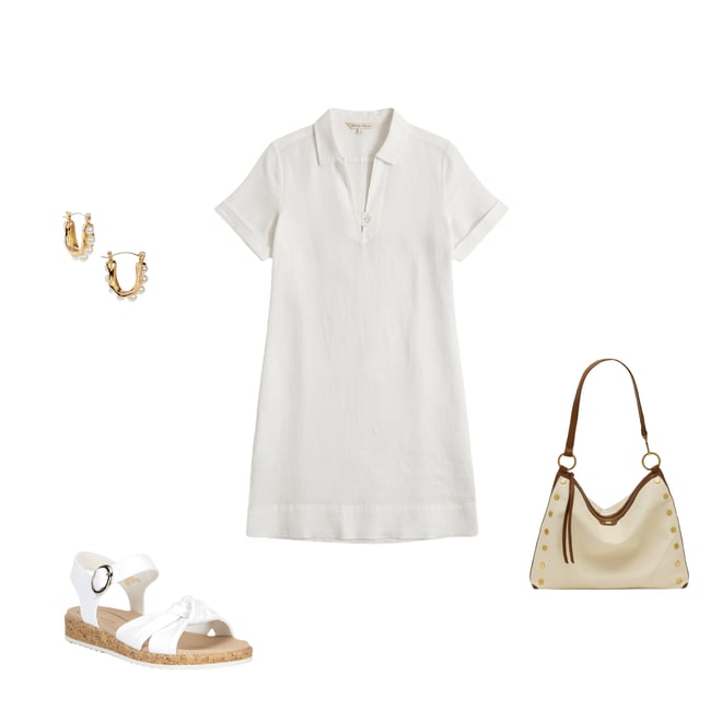 Tommy Bahama Two Palms Linen Collared V-Neck Short Sleeve Shift Dress |  Dillard's