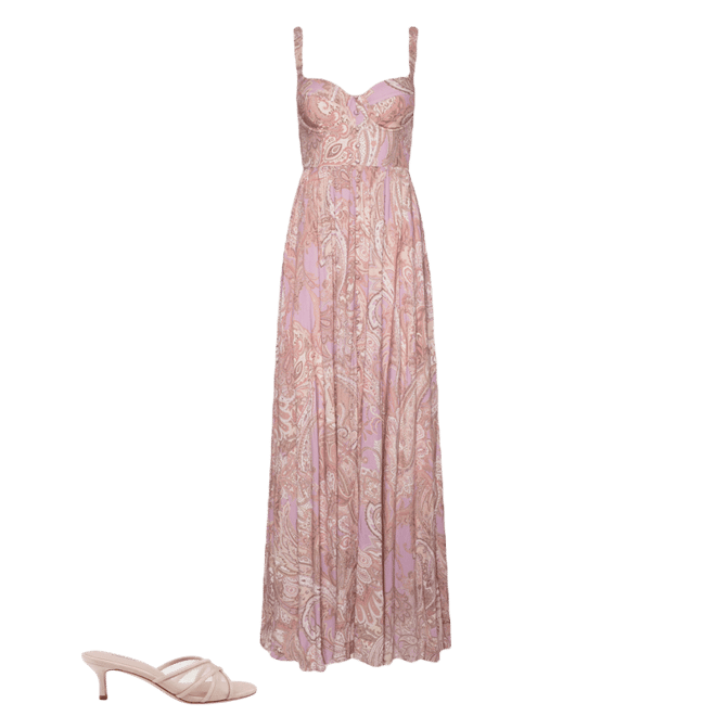 Rosette Maxi Dress in Mauve/Multi Traditional Paisley | L'AGENCE