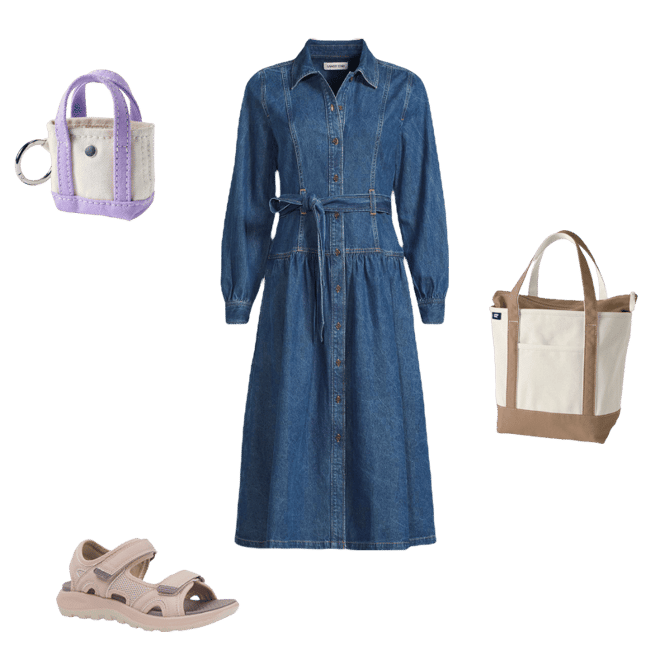 lands end denim dress Lands Sleeveless Sz 4 Button Front Belted Casual Fall Staplee this is one of them Midi Shirt Dress New Look