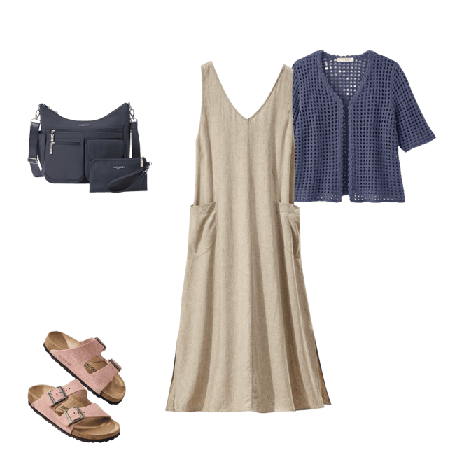 midi black long sleeve dress The Linen A-Line Midi Dress main image 0