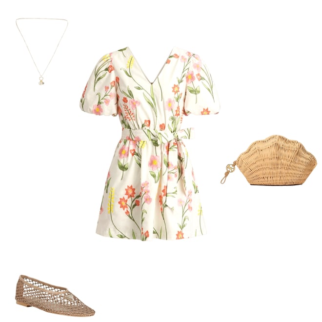 Kensie Floral Embroidered Short Puff Sleeve Belted Mini Dress | Dillard's