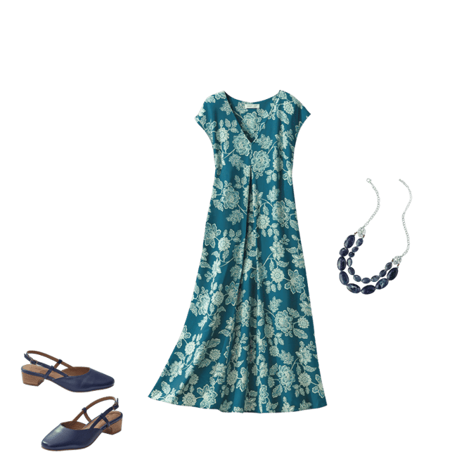 Pleat-Front Floral Dress - Coldwater Creek