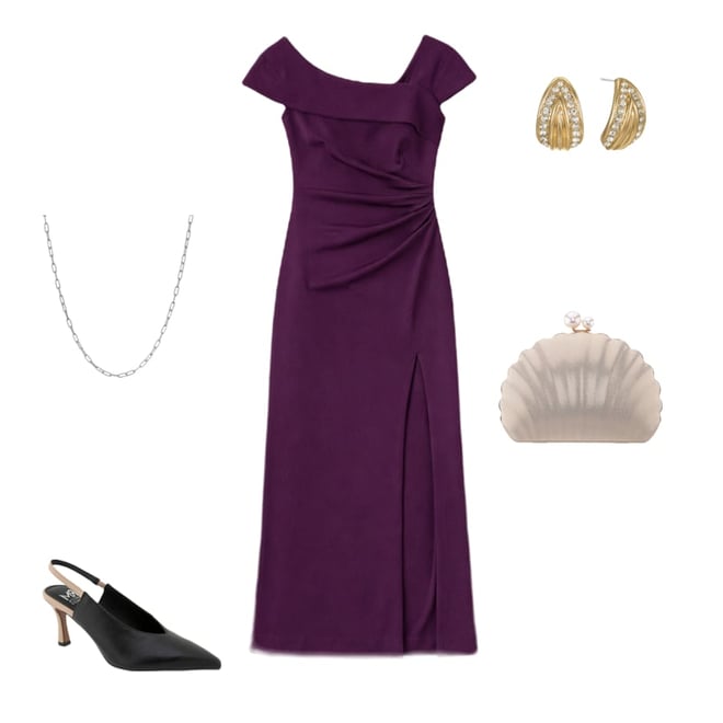 DJ Jaz Womens Asymmetrical Neck Short Sleeve Evening Gown, Color