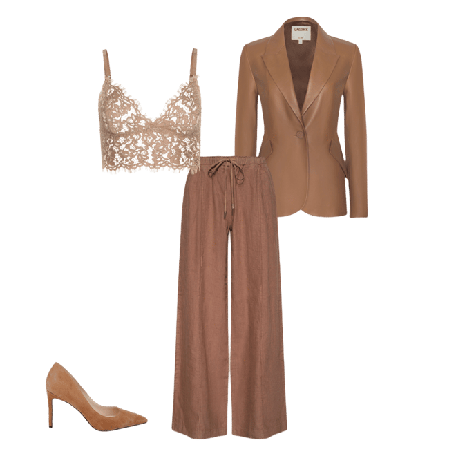 Aislin Lace Bralette in Cappuccino | L'AGENCE