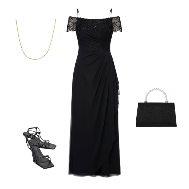 dj jazz cap sleeve beaded neck sheath dress DJ Jaz Women's Straight Neck Short Sleeve Off the Shoulder Beaded Fitted Gown | Black | Misses 12 | Dresses Fitted Gowns