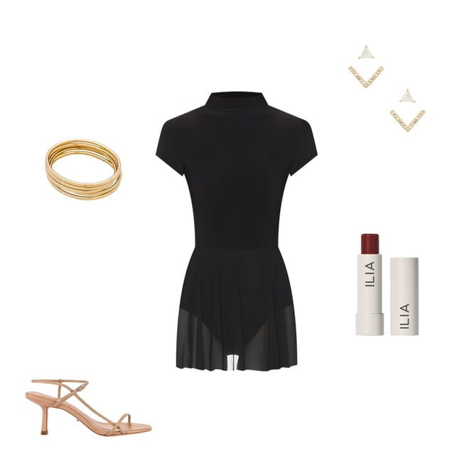 norma kamali mock neck cap sleeve flared pickleball dress Norma Kamali Mock Neck Cap Sleeve Flared Pickleball Dress