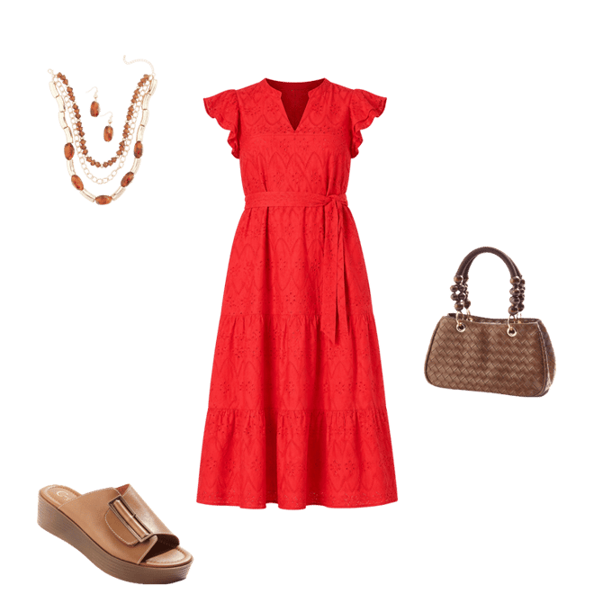 cato red dresses Plus Size RED Eyelet Dress