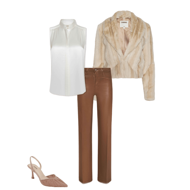 Davy Faux Fur Jacket in Latte Striped Fur | L'AGENCE