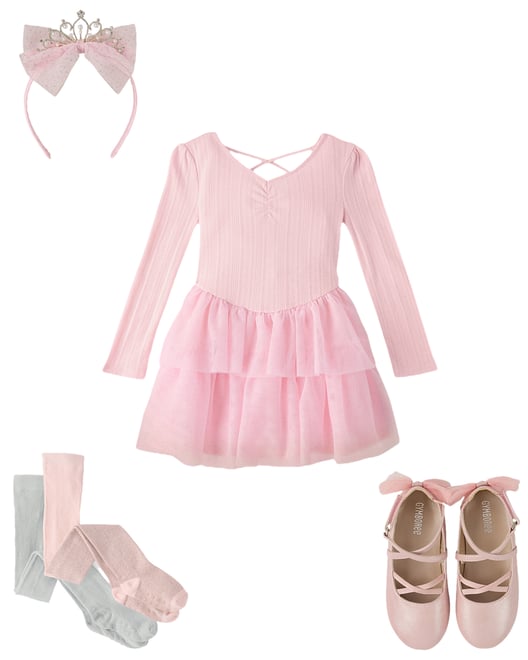 Girls Ruffle Faux Wrap Dress - Tiny Dancer - Lilac snow