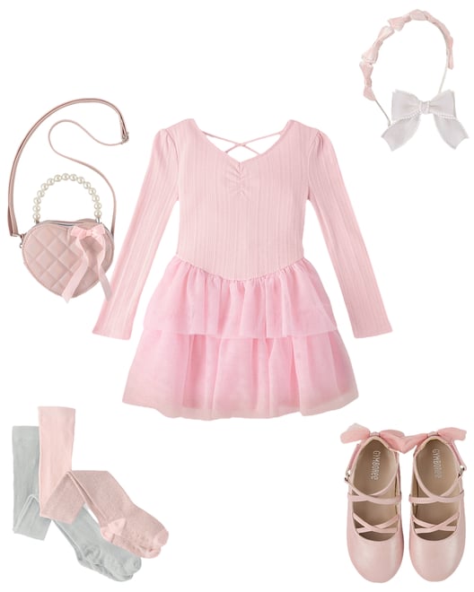 Girls Ruffle Faux Wrap Dress - Tiny Dancer - Lilac snow