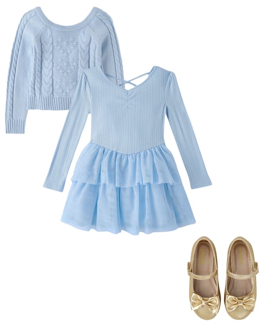 2nd bundle featuring 2 items which compliment Girls Bow Back Cable Knit Sweater