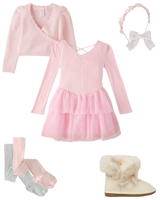 Girls Ruffle Faux Wrap Dress - Tiny Dancer - Lilac snow