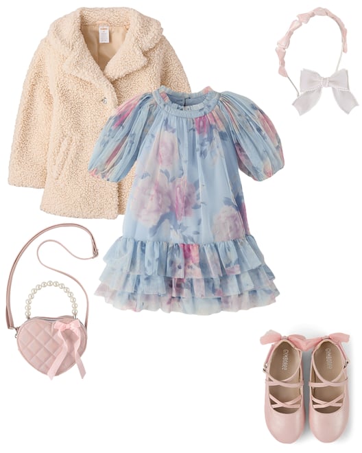 2nd bundle featuring 4 items which compliment Girls Floral Ruffle Mesh Drop Waist Dress