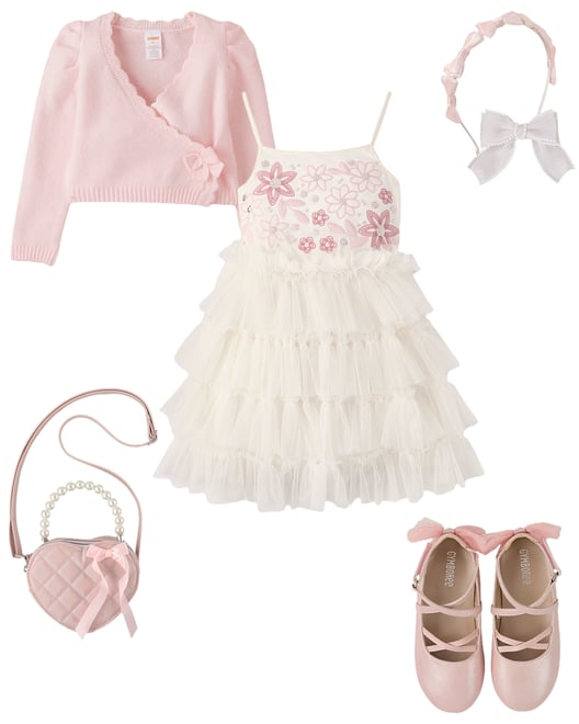 Girls Ruffle Faux Wrap Dress - Tiny Dancer - Lilac snow