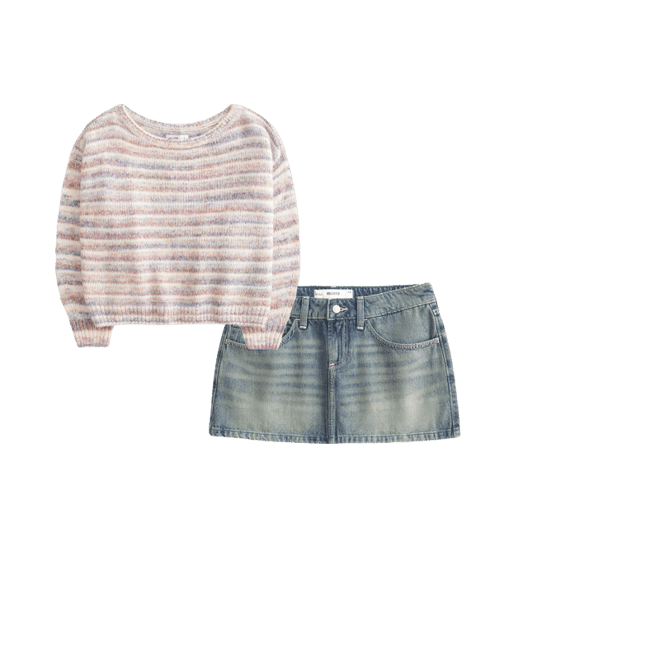 Low-Rise Denim Mini Skirt