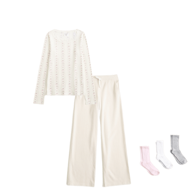 long-sleeve lace-trim scoopneck tee