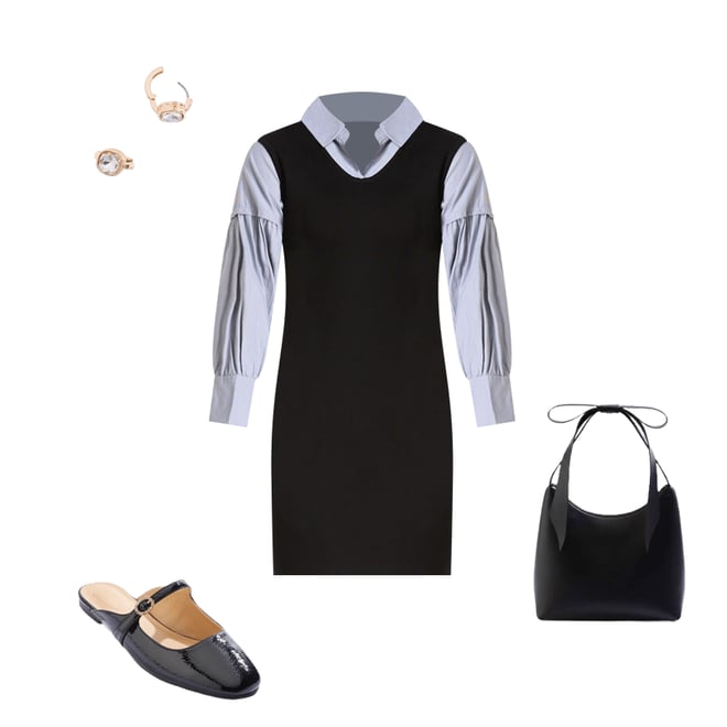 Cato Fashions | Cato Twofer Stripe Poplin Sweater Dress