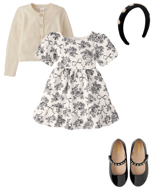 2nd bundle featuring 3 items which compliment Girls Floral Heart Cut Out Satin Ruffle Dress