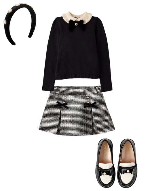 2nd bundle featuring 3 items which compliment Girls Houndstooth Pleated Bow Skirt