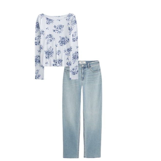 Long-Sleeve Slash-Neck Top