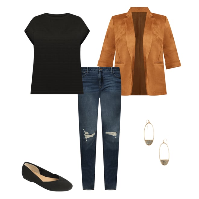 Plus Size Faux Suede Open Front Blazer