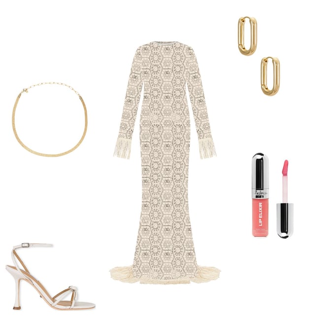 white christmas dresses Bronx and Banco Herrera Desert Crochet Maxi Dress In Beige main image 1