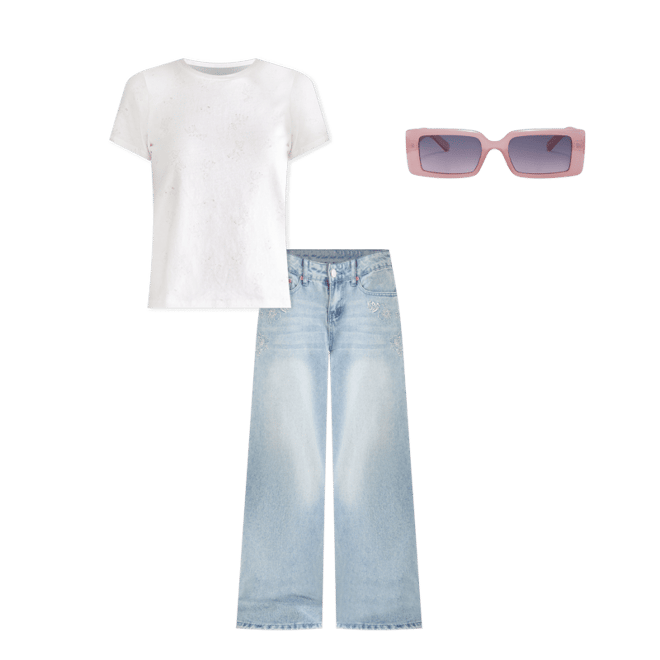 Low-Rise Baggy Wide Leg Hibiscus Jean