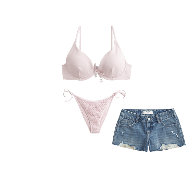 Low-Rise Distressed Medium Wash Denim Mini Shorts