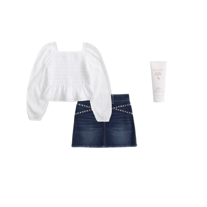 beaded denim mini skort