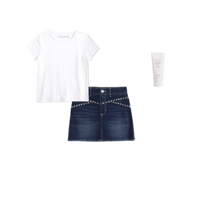 beaded denim mini skort