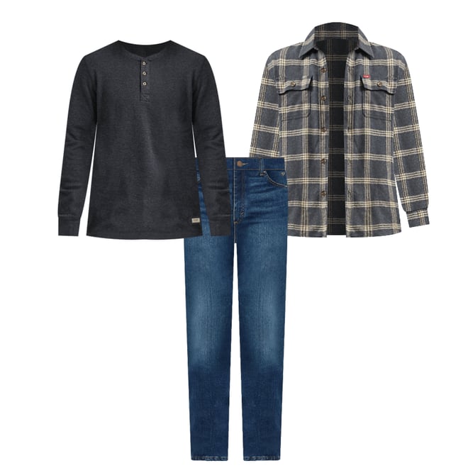 Wrangler® Men's Five Star Premium Brushed Flannel Shirt Jacket in Black Heather