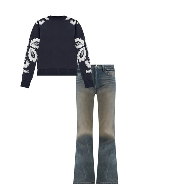 Women's Applique Sweatshirt in Dark Navy