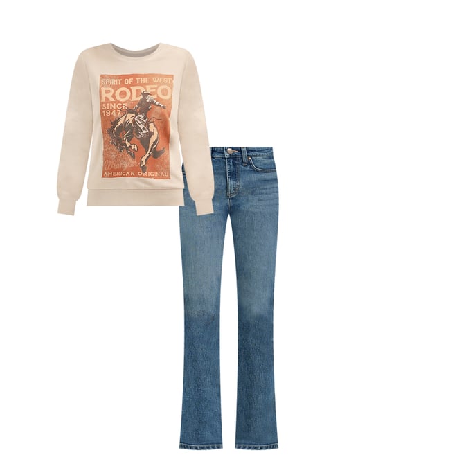 Women's Wrangler Graphic Crew Sweatshirt in Cement