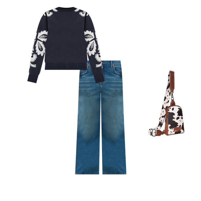 Women's Applique Sweatshirt in Dark Navy