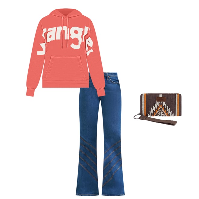 Women's Wrangler Bold Logo Hoodie in Coral