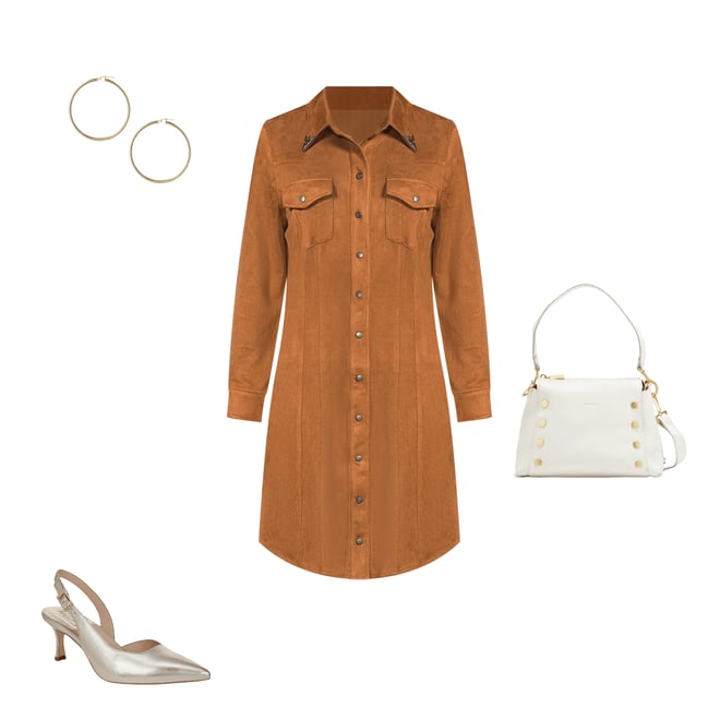 Reba Mesa Faux Suede Point Collar Long Sleeve Shirttail Hem Shirt Dress |  Dillard's