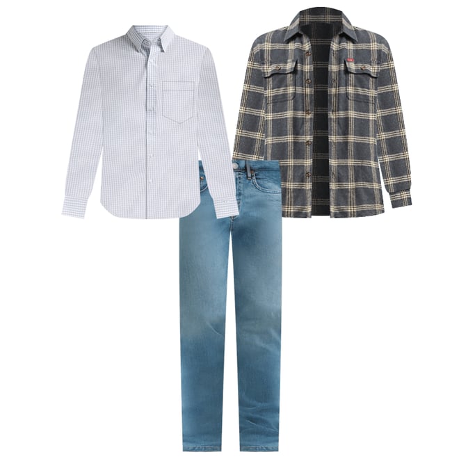 Men's Cody Johnson One Pocket Button Down Shirt in Sky Checks