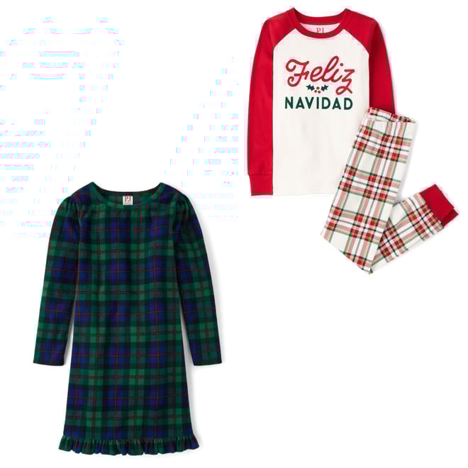 Girls Matching Family Long Sleeve Plaid Microfleece Ruffle