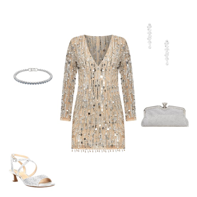 Mac Duggal Sequin Fringe V-Neck Long Sleeve Mini Sheath Dress | Dillard's