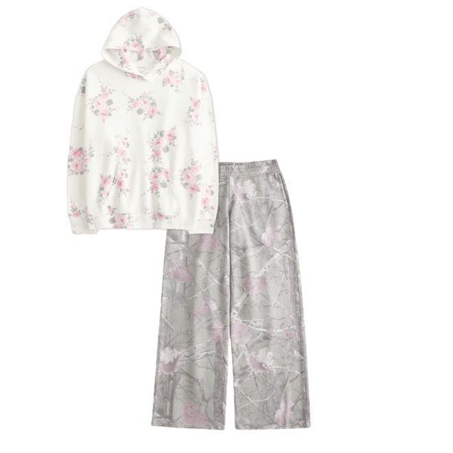 Hollister Feel Good Fleece Oversized Floral Pattern Hoodie