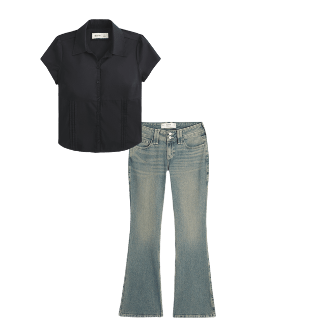 Short-Sleeve Stretch Poplin Button-Through Shirt